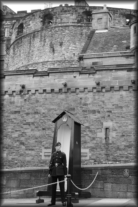 ... bored, probably. This is at the entrance of Edinburgh Castle.