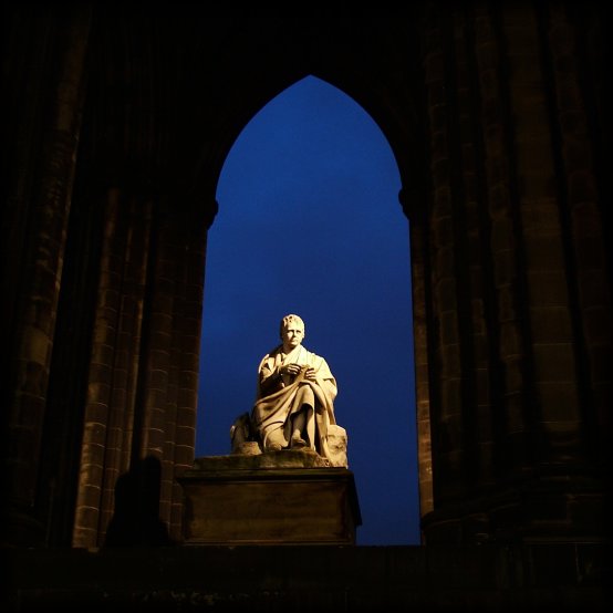 When you walk on Princes Street, there is this huge pointy tower made of rocks. It seems it doesn't really belong there, but after all, it does.  The Scott (Sir Walter Scott, writer, 1771-1832) Monument was built between 1840 and 1846 with stone from the Binny quarry in West Lothian which was specially reopened for the 1998-99 restoration.  (from the plaque of the monument)