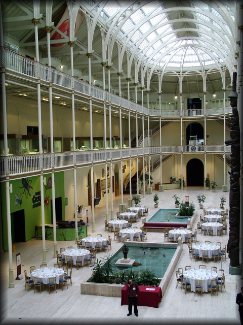 Main Hall of the Royal Museum of Scotland. That was taken during the pre-dinner drinks that took place on the balcony among exhibits.