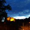 On our way to Grassmarket (pub-hunting, I confess), I found this view remarkable. The colour of the castle against the blue of the dusk sky caught my eyes.  