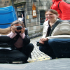 Distortion mirror, Camera Obscura. Cocos crouching, Alexes crouching too