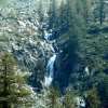 Water cascading to become the stream by which the cows graze below.