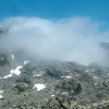A cloud made itself comfortable on top of the mountain in front of us