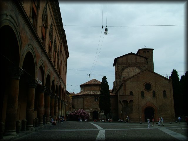 Basilica di Santo Stefano under a grey sky.