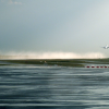 A fine mist of water lingered there for a short while after this aircraft took off.