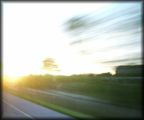 The coach is dashing into the twilight.