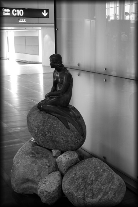In Copenhagen airport between two flights. Who needs to go to the Copenhagen harbour when there is a replica of The Little Mermaid right in the airport?