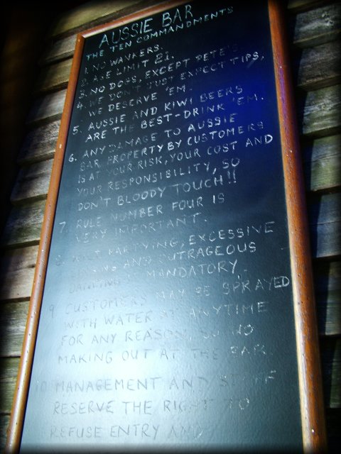 The rules of the aussie bar