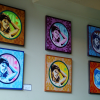 Paintings on the wall of a cafe