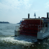 Paddle-wheel boat leaving the harbour
