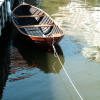 A row boat tethered