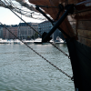 Anchor, chains, water