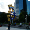 Skateboarder next to the European Central Bank in Frankfurt am Main, Germany