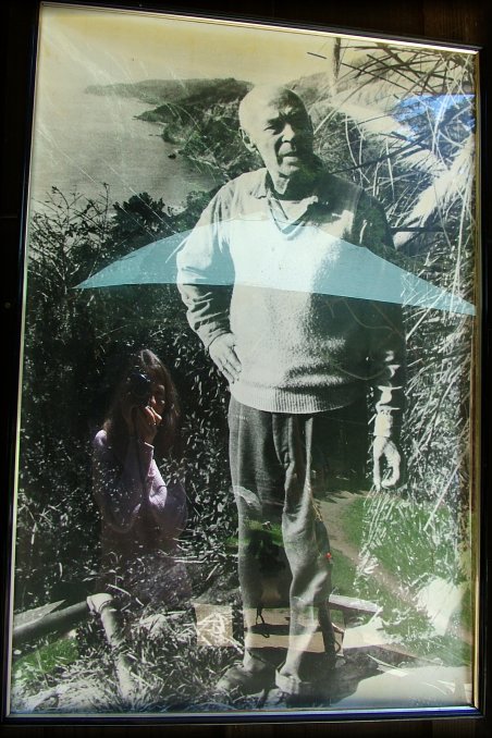 Or rather, the reflection of myself in a poster of Henry Miller. I was wearing my barbie-pink jumper and I liked the contrast with the yellow-ey/green-ey hue. 