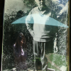 Or rather, the reflection of myself in a poster of Henry Miller. I was wearing my barbie-pink jumper and I liked the contrast with the yellow-ey/green-ey hue. 