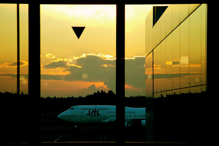 Last glimpse of Japan, at sunset