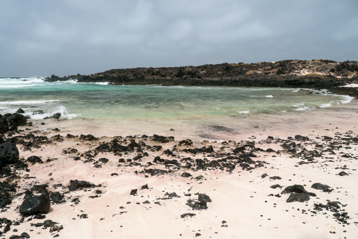 Green, pink and white beach