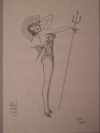 Black pen drawing, made after Alberto Vargas