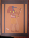 Color pencil, paint, golden paint, white ink on colored paper