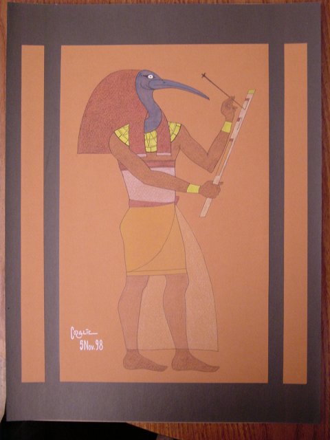 Color pencil, paint, golden paint, white ink on colored paper